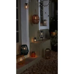 Homebase Edit Brown Rattan Solar Lantern - 31cm -Energizer Sales Store 13956313 1665022633937383