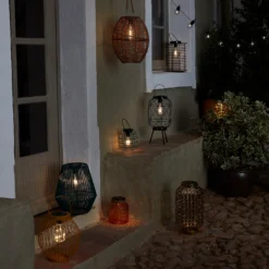 Homebase Edit Brown Rattan Solar Lantern - 31cm -Energizer Sales Store 13956313 2035022633877818