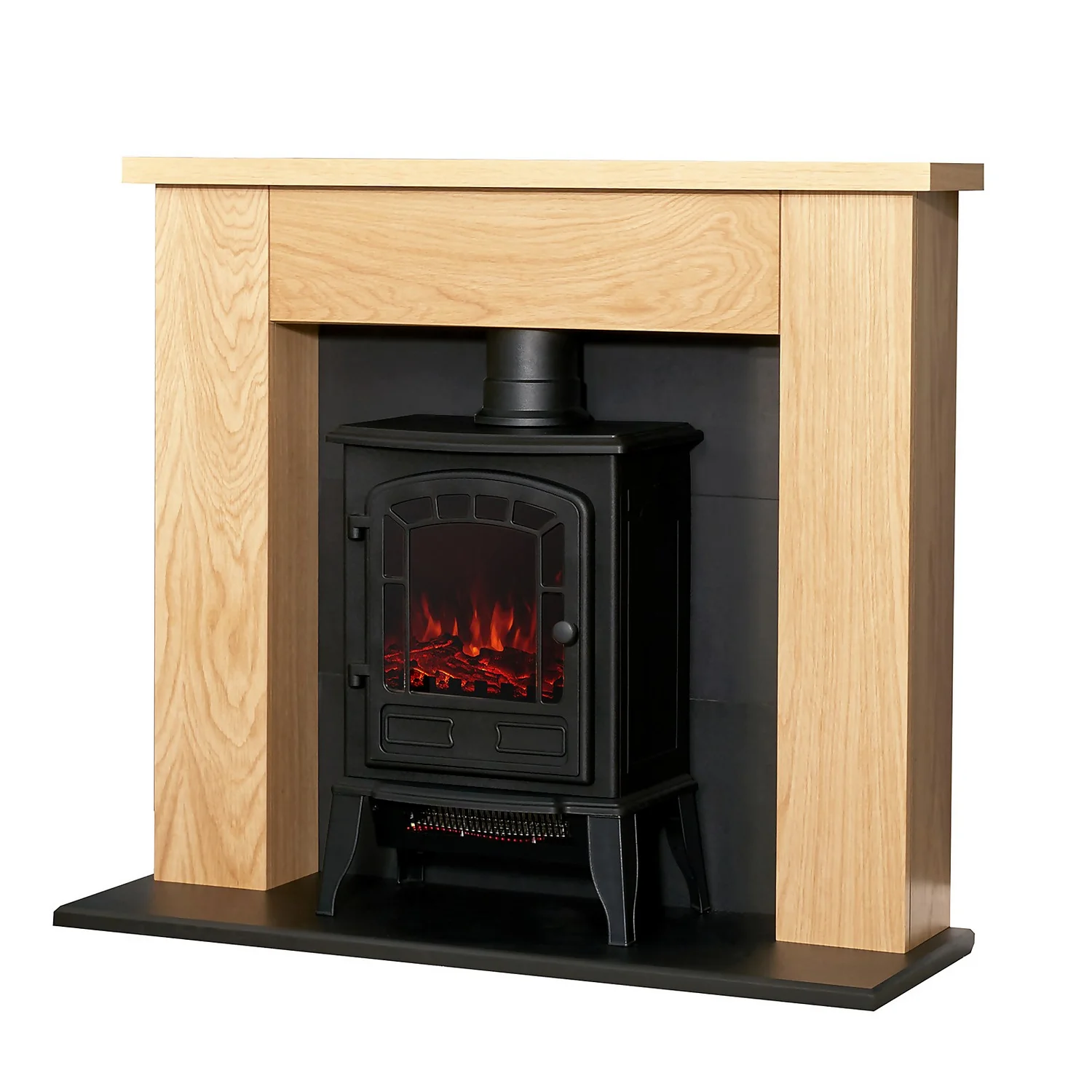 Αδάμ Adam Chester Stove Fireplace With Flat To Wall Fitting In Oak & Black With Sureflame Ripon Electric Stove In Black, 39 Inch 7 Αδάμ Adam Chester Stove Fireplace With Flat To Wall Fitting In Oak & Black With Sureflame Ripon Electric Stove In Black, 39 Inch - Image 5