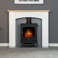 Αδάμ Adam Huxley In Pure White & Grey With Aviemore Electric Stove In Black, 39 Inch -Energizer Sales Store 14188420 3325009418945225