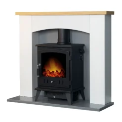 Αδάμ Adam Huxley In Pure White & Grey With Aviemore Electric Stove In Black, 39 Inch -Energizer Sales Store 14188420 3565009418878862