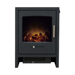 Αδάμ Adam Bergen Electric Stove With Realistic LED Flame Effect - Charcoal Grey