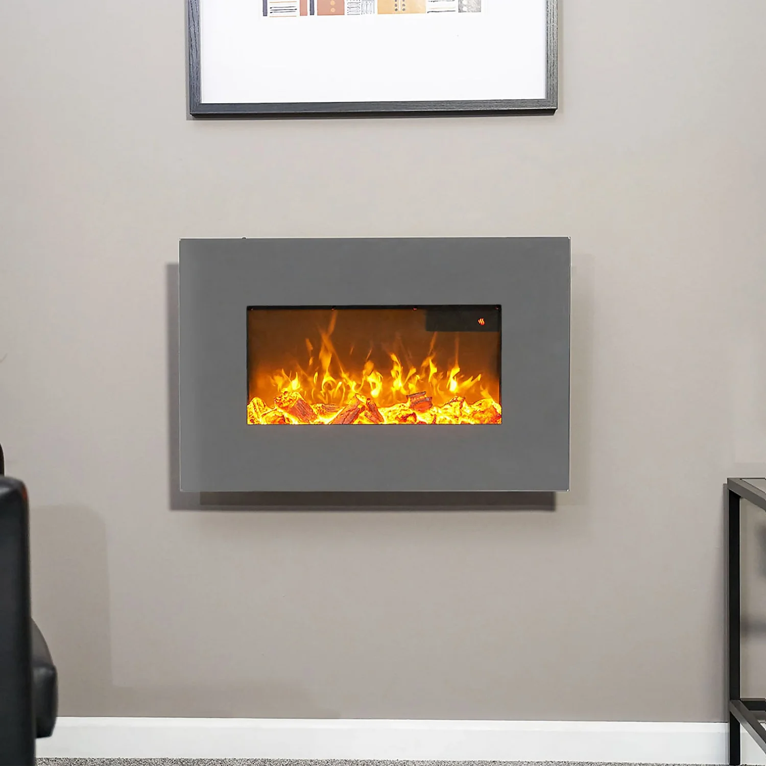 Sureflame WM-9541 Electric Wall Mounted Fire With Remote Control In Grey, 26 Inch 6 Sureflame WM-9541 Electric Wall Mounted Fire With Remote Control In Grey, 26 Inch - Image 4