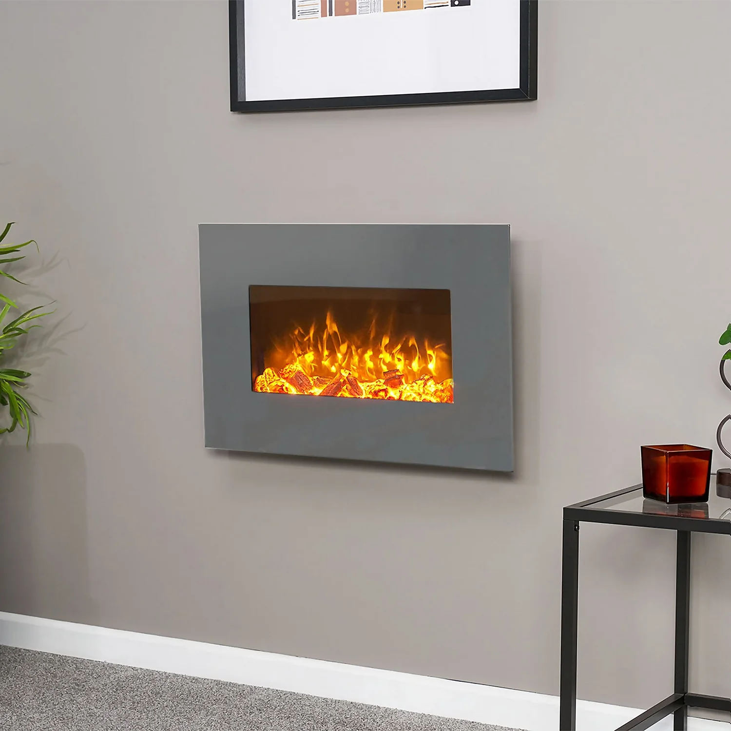 Sureflame WM-9541 Electric Wall Mounted Fire With Remote Control In Grey, 26 Inch 4 Sureflame WM-9541 Electric Wall Mounted Fire With Remote Control In Grey, 26 Inch - Image 2
