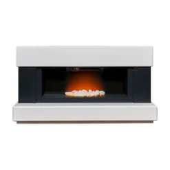 Αδάμ Adam Verona Fireplace Suite In Pure White & Charcoal Grey, 48 Inch