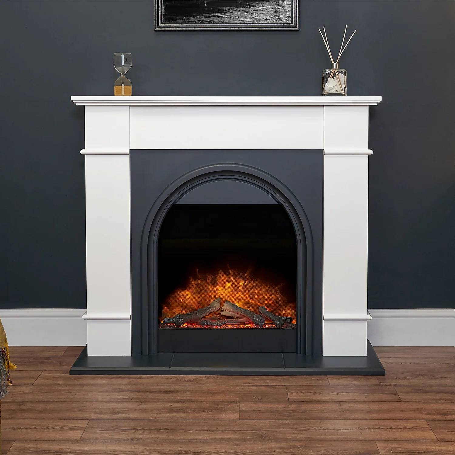 Αδάμ Adam Chesterfield Electric Fireplace Suite With Flat To Wall Fitting In White & Charcoal Grey, 44 Inch 8 Αδάμ Adam Chesterfield Electric Fireplace Suite With Flat To Wall Fitting In White & Charcoal Grey, 44 Inch - Image 6