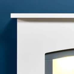 Αδάμ Adam Savanna Fireplace In Pure White & Grey With Downlights & Eclipse Electric Fire With Inset Fitting In Chrome, 48 Inch -Energizer Sales Store 14199617 1955009419441326