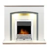 Αδάμ Adam Savanna Fireplace In Pure White & Grey With Downlights & Eclipse Electric Fire With Inset Fitting In Chrome, 48 Inch -Energizer Sales Store 14199617 2175009419328865