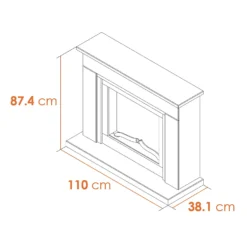 Αδάμ Adam Mayfair White & Grey Marble Fireplace With Ontario Electric Fire With Flat To Wall Fitting, 43 Inch -Energizer Sales Store 14199620 2265009420047917
