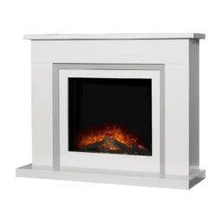 Αδάμ Adam Mayfair White & Grey Marble Fireplace With Ontario Electric Fire With Flat To Wall Fitting, 43 Inch -Energizer Sales Store 14199620 9025009419916907