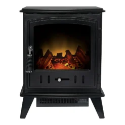Αδάμ Adam Aviemore 1800W Freestanding Electric Stove With LED Flame Effect - Textured Black