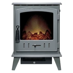 Αδάμ Adam Aviemore 1800W Freestanding Electric Stove With LED Flame Effect - Grey Enamel