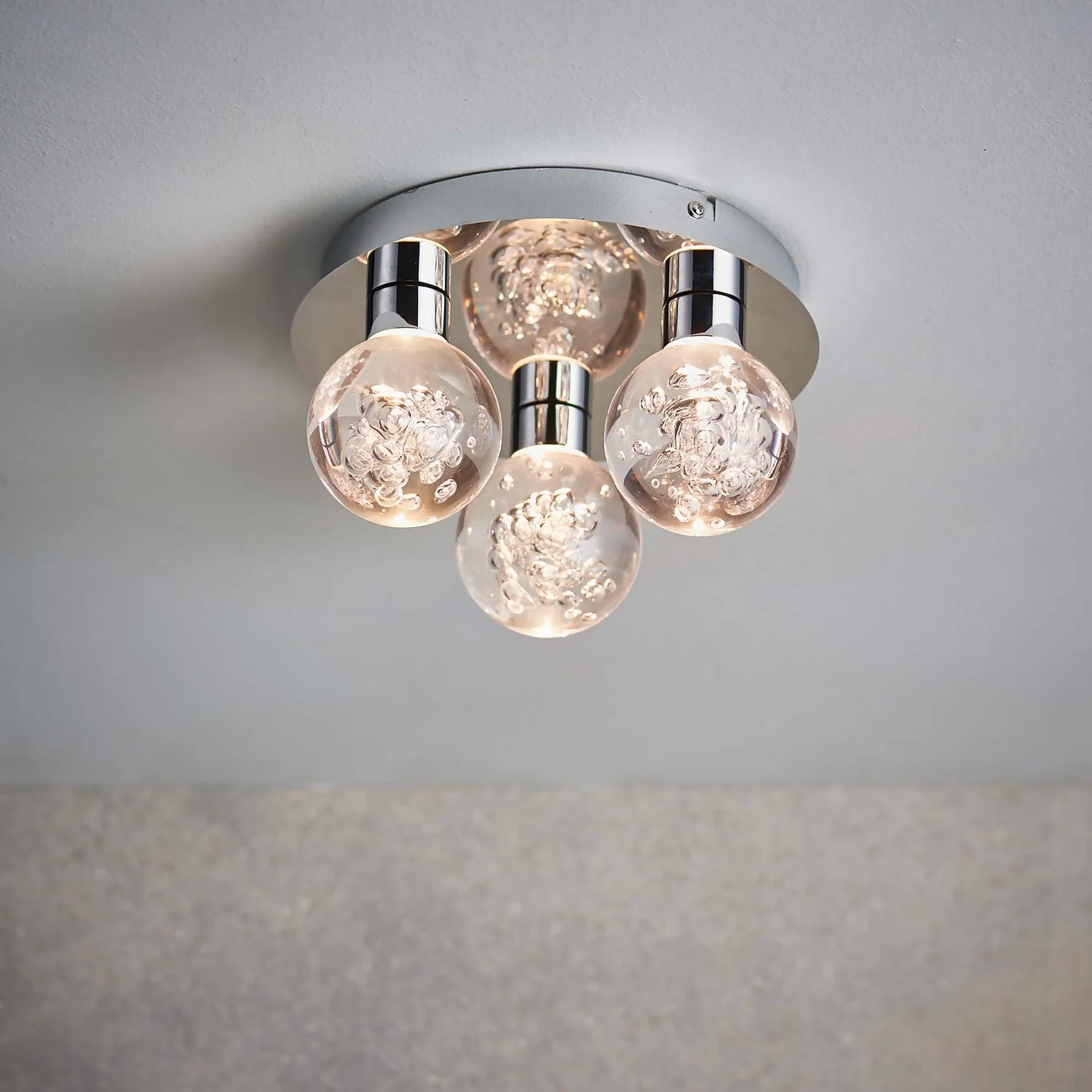 Leoch Bathroom Flush Ceiling Light - Chrome Effect 3 Leoch Bathroom Flush Ceiling Light - Chrome Effect