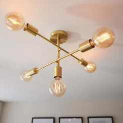 Logie Semi Flush Ceiling Light - Brass Effect 14 Logie Semi Flush Ceiling Light - Brass Effect -Energizer Sales Store 14301818 1055038438992516