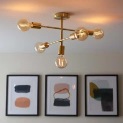 Logie Semi Flush Ceiling Light - Brass Effect 12 Logie Semi Flush Ceiling Light - Brass Effect -Energizer Sales Store 14301818 1365038438855872