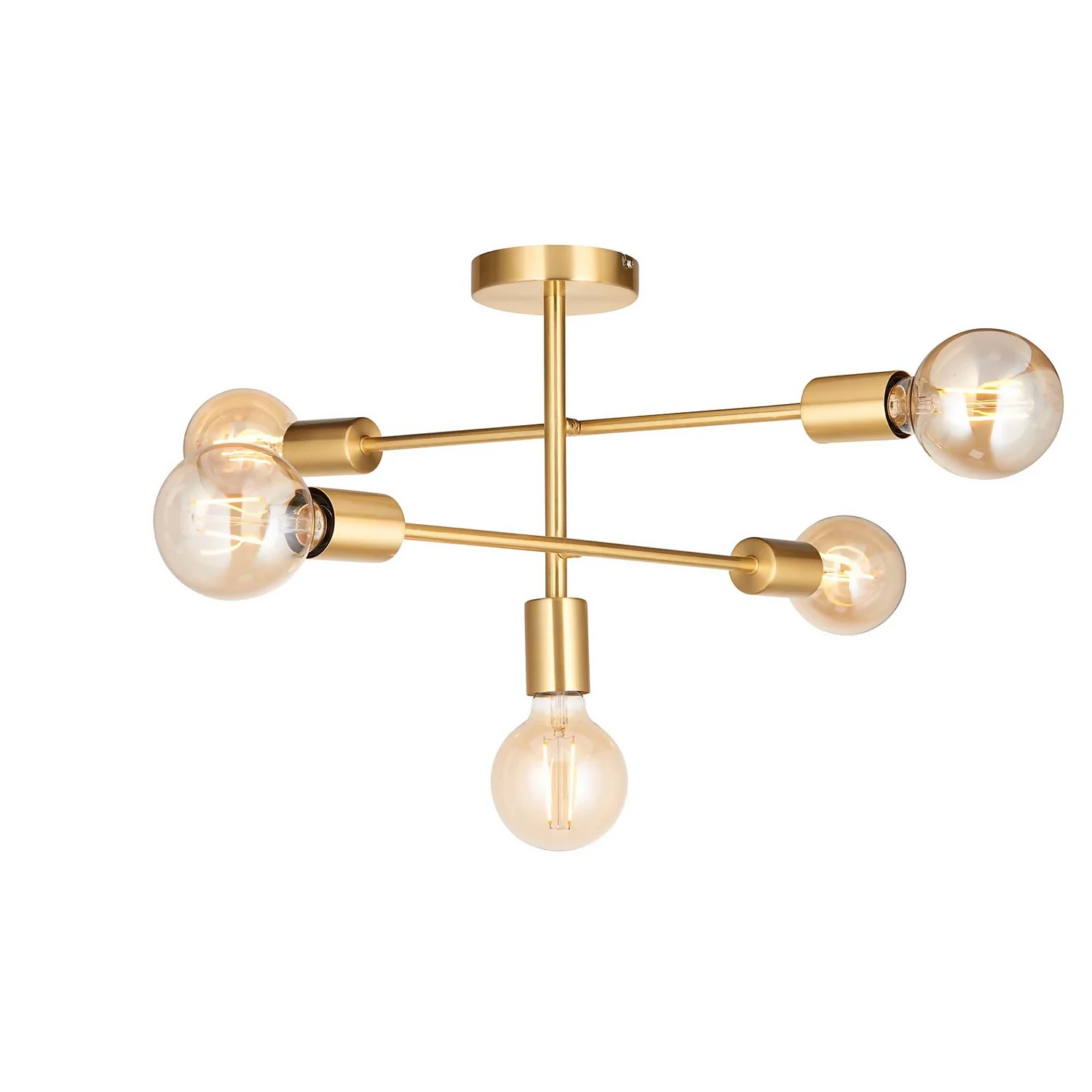 Logie Semi Flush Ceiling Light - Brass Effect 4 Logie Semi Flush Ceiling Light - Brass Effect - Image 2