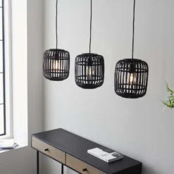 Saval 3 Lamp Pendant Diner Bar Light - Dark Bamboo -Energizer Sales Store 14301826 1075038437872826
