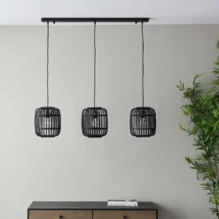Saval 3 Lamp Pendant Diner Bar Light - Dark Bamboo -Energizer Sales Store 14301826 1955038437827793