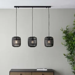 Saval 3 Lamp Pendant Diner Bar Light - Dark Bamboo -Energizer Sales Store 14301826 9715038437780921