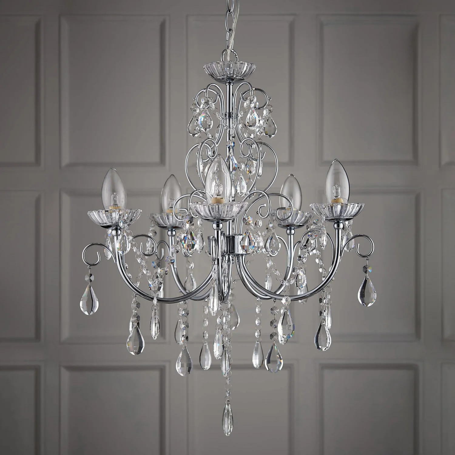 Shanzie Pendant Bathroom Ceiling Light - Chrome Effect 5 Shanzie Pendant Bathroom Ceiling Light - Chrome Effect - Image 3