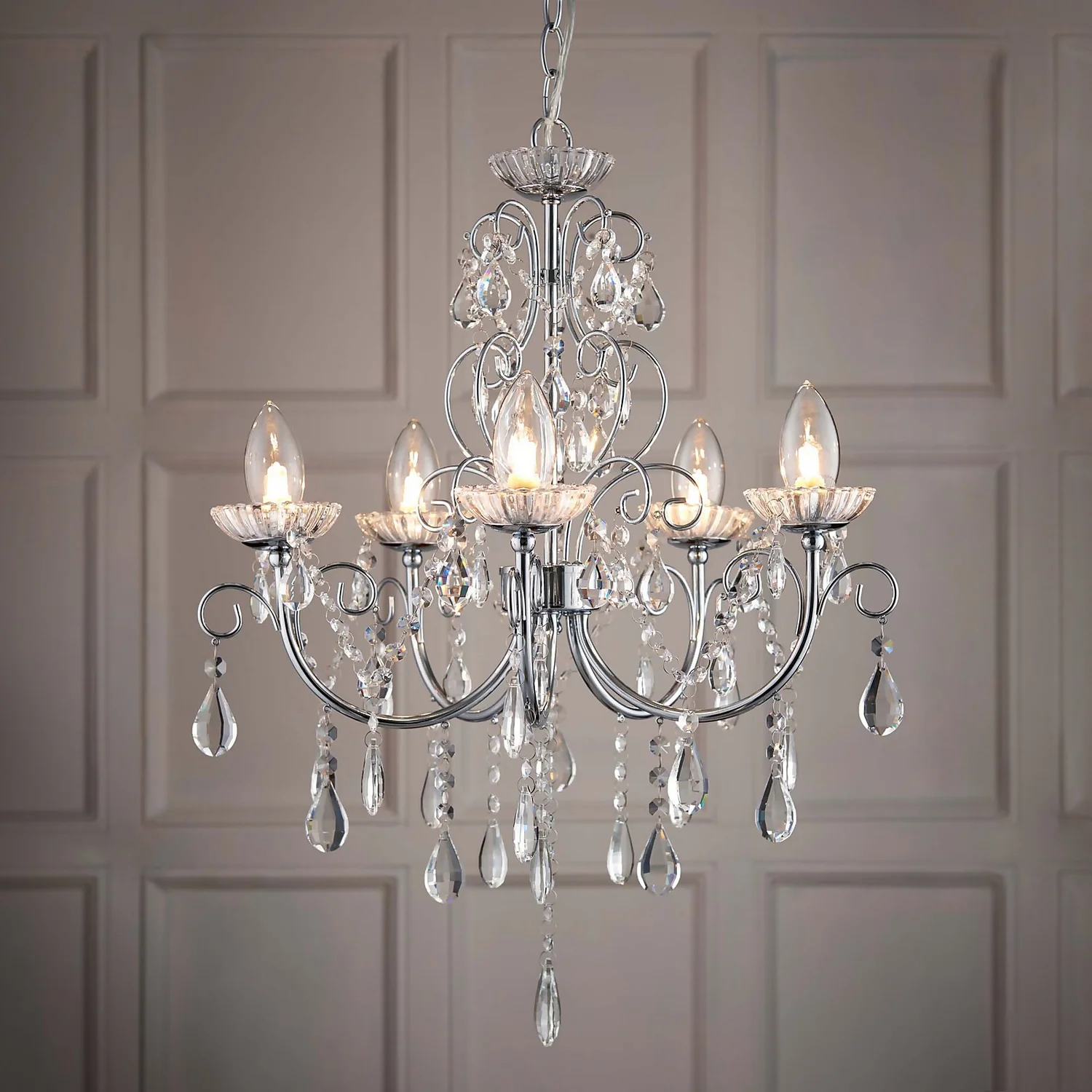 Shanzie Pendant Bathroom Ceiling Light - Chrome Effect 3 Shanzie Pendant Bathroom Ceiling Light - Chrome Effect