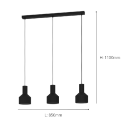 Eglo Casibare 3 Lamp Diner Bar Light - Black -Energizer Sales Store 14302945 9305038223087481