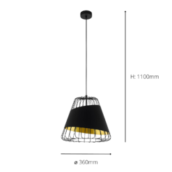 Eglo Austell Pendant Ceiling Light - Black & Gold -Energizer Sales Store 14302951 1145038223122290