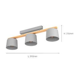 Eglo Mariel 3 Lamp Flush Ceiling Light - Grey & Wood -Energizer Sales Store 14302955 2805038224385332