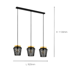 Eglo Escandidos 3 Lamp Diner Bar Light - Black -Energizer Sales Store 14302961 3645038224096957