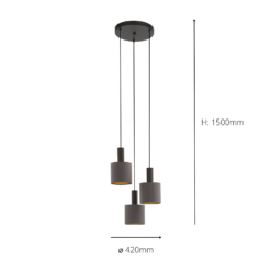 Eglo Concessa 1 3 Lamp Pendant Ceiling Light - Cappuccino & Gold -Energizer Sales Store 14302962 2135038224304077