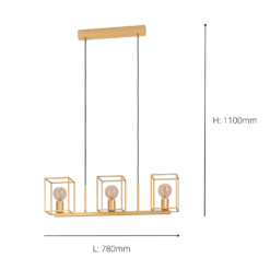 Eglo Cumiole 3 Lamp Diner Bar Light - Gold -Energizer Sales Store 14302963 1485038223946645