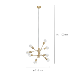 Eglo Gradoli 1 8 Lamp Pendant Ceiling Light - Brushed Brass -Energizer Sales Store 14302964 1085038223634270