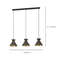 Eglo Nastasia 3 Lamp Pendant Diner Bar Light - Cappuccino & Brass -Energizer Sales Store 14302968 6225039958073122