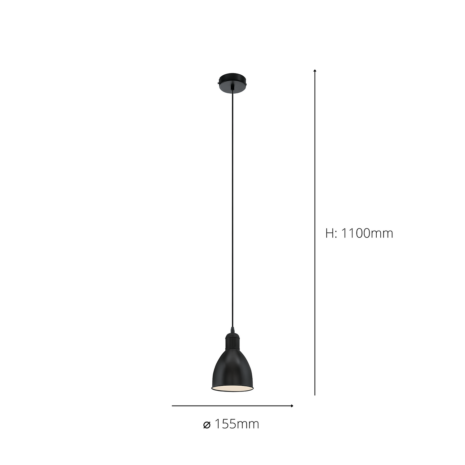 Eglo Priddy Pendant Ceiling Light - Black 7 Eglo Priddy Pendant Ceiling Light - Black - Image 5