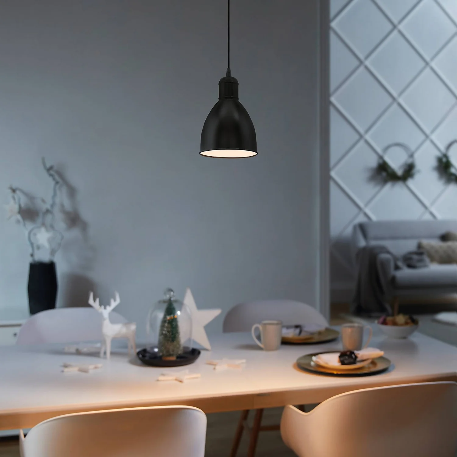 Eglo Priddy Pendant Ceiling Light - Black 3 Eglo Priddy Pendant Ceiling Light - Black