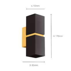 Eglo Passa Wall Light Square - Black & Gold -Energizer Sales Store 14302975 1255038224163020
