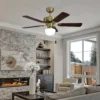 Eglo Cadiz Ceiling Fan With Light - Aged Brass & Wood -Energizer Sales Store 14742121 1995052700138665
